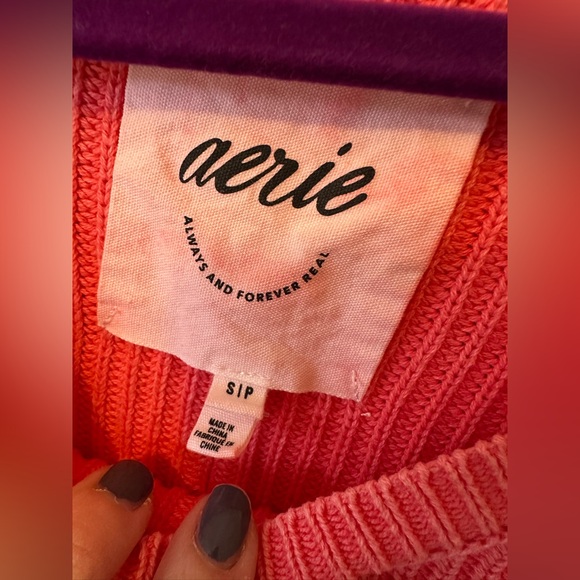 EUC🧡Aerie Beyond Cropped Sweater S Haute Coral - Picture 7 of 9